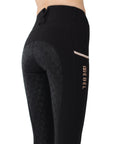 Montar REBEL Rosegold Logo & Pipe Full Grip Mid Rise Breeches, Black