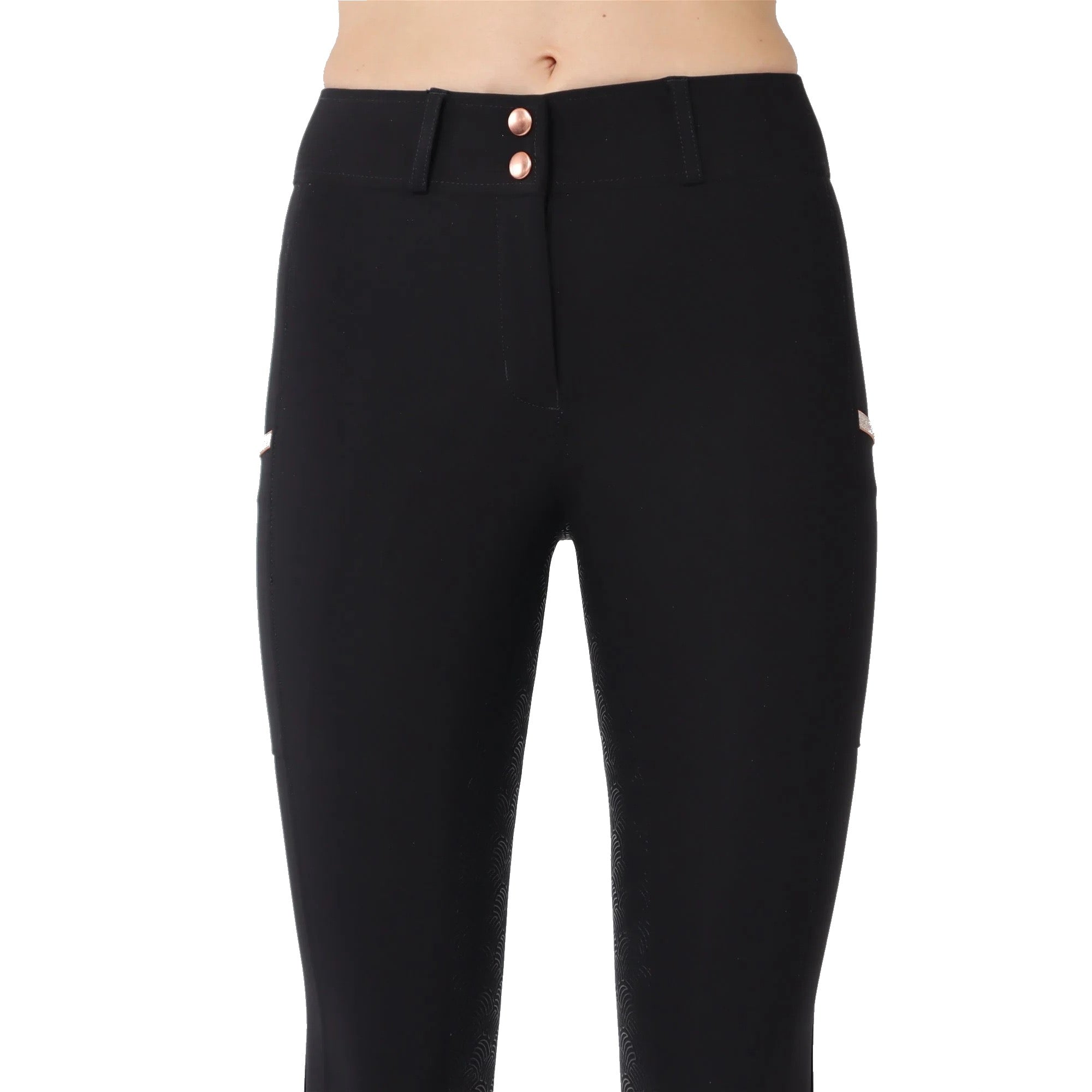 Montar REBEL Rosegold Logo & Pipe Knee Grip Mid Rise Breeches, Black ...
