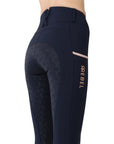 Montar REBEL Rosegold Logo & Pipe Full Grip Mid Rise Breeches, Navy