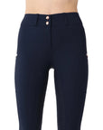 Montar REBEL Rosegold Logo & Pipe Full Grip Mid Rise Breeches, Navy