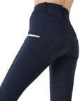 Montar REBEL Rosegold Logo & Pipe Full Grip Mid Rise Breeches, Navy