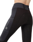 Montar REBEL Two Color Pull on Full Grip Riding Tights, Black/Gray