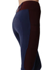 Montar REBEL Two Color Pull on Full Grip Riding Tights, Navy/Plum