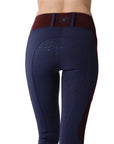 Montar REBEL Two Color Pull on Full Grip Riding Tights, Navy/Plum