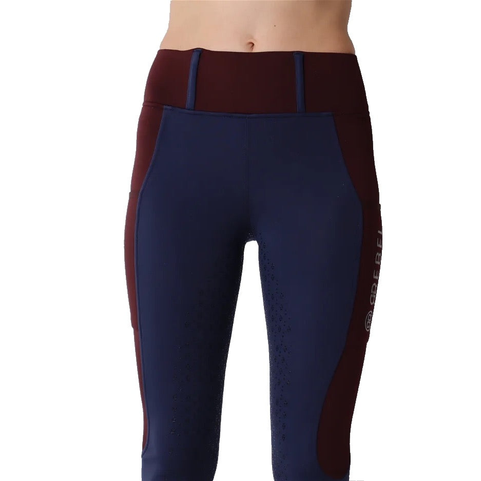 Montar REBEL Two Color Pull on Full Grip Riding Tights, Navy/Plum – Dapper  Horse