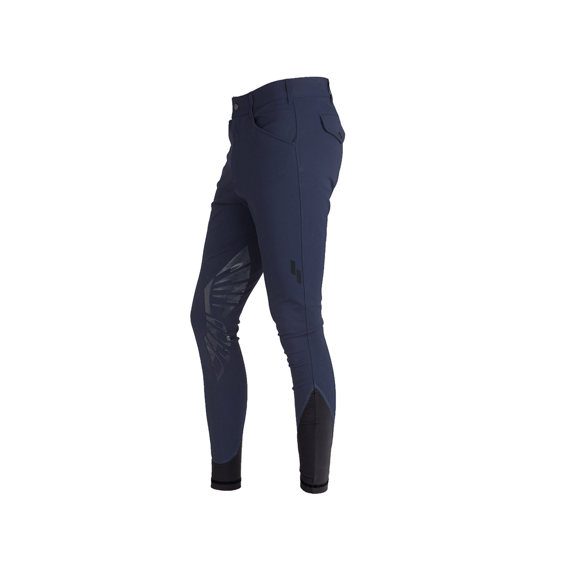 Navy riding pants on a white background