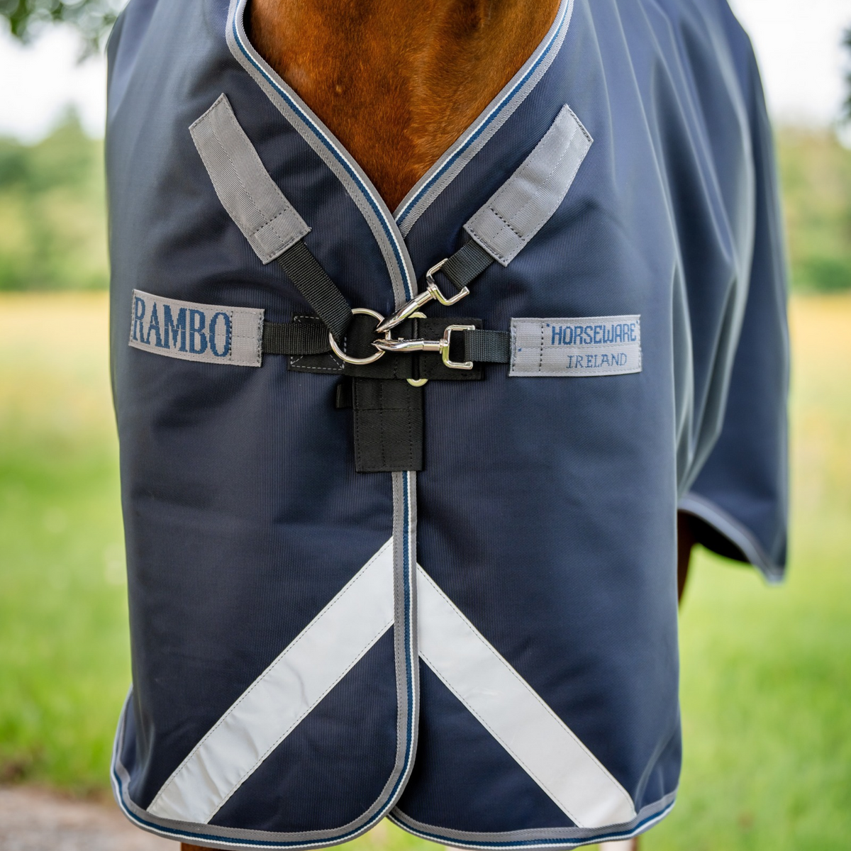 Rambo 1680D Plus Turnout 100g, Navy/Thunderstorm Grey &amp; Silver