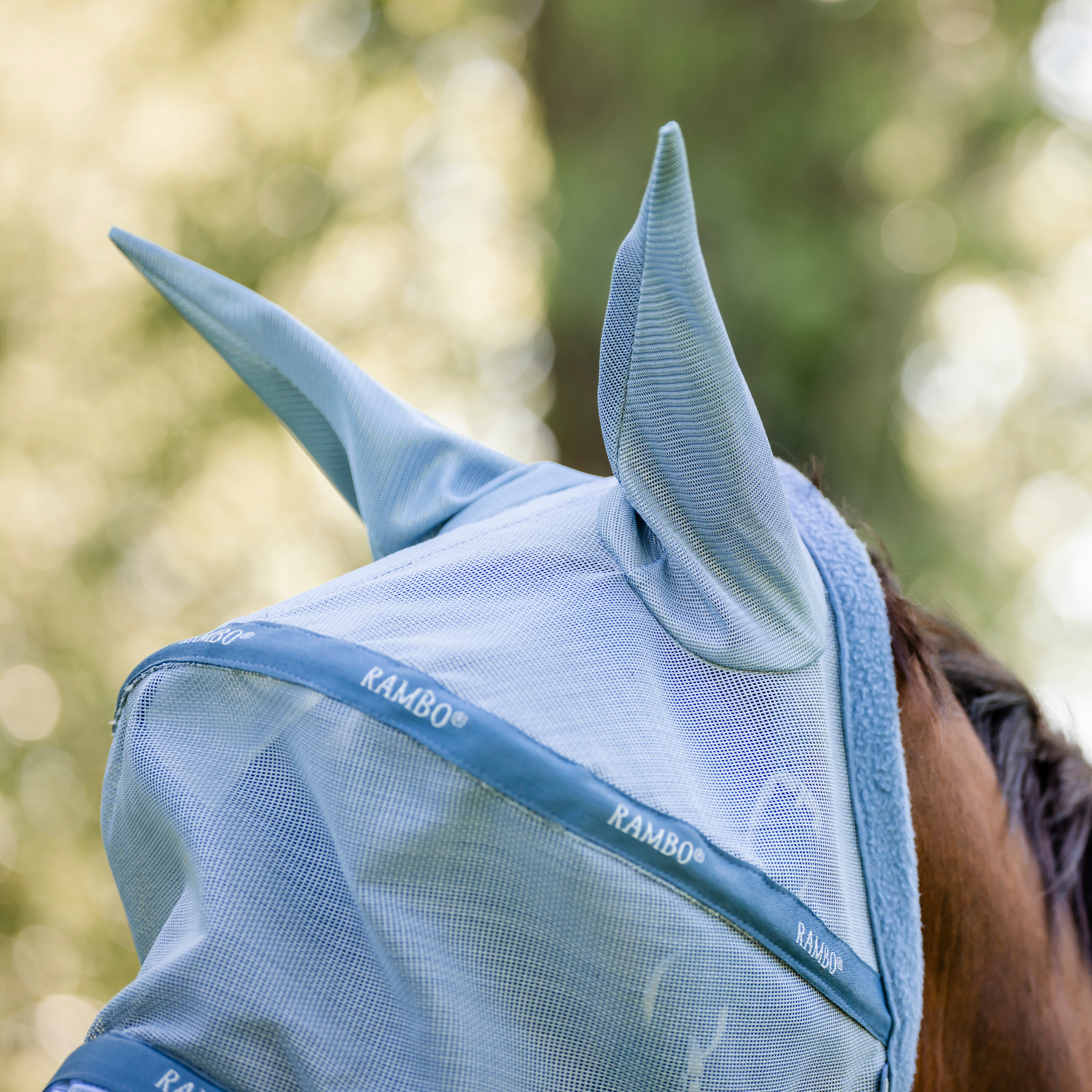 Rambo Fly Mask, Heather Blue/Blue &amp; Silver