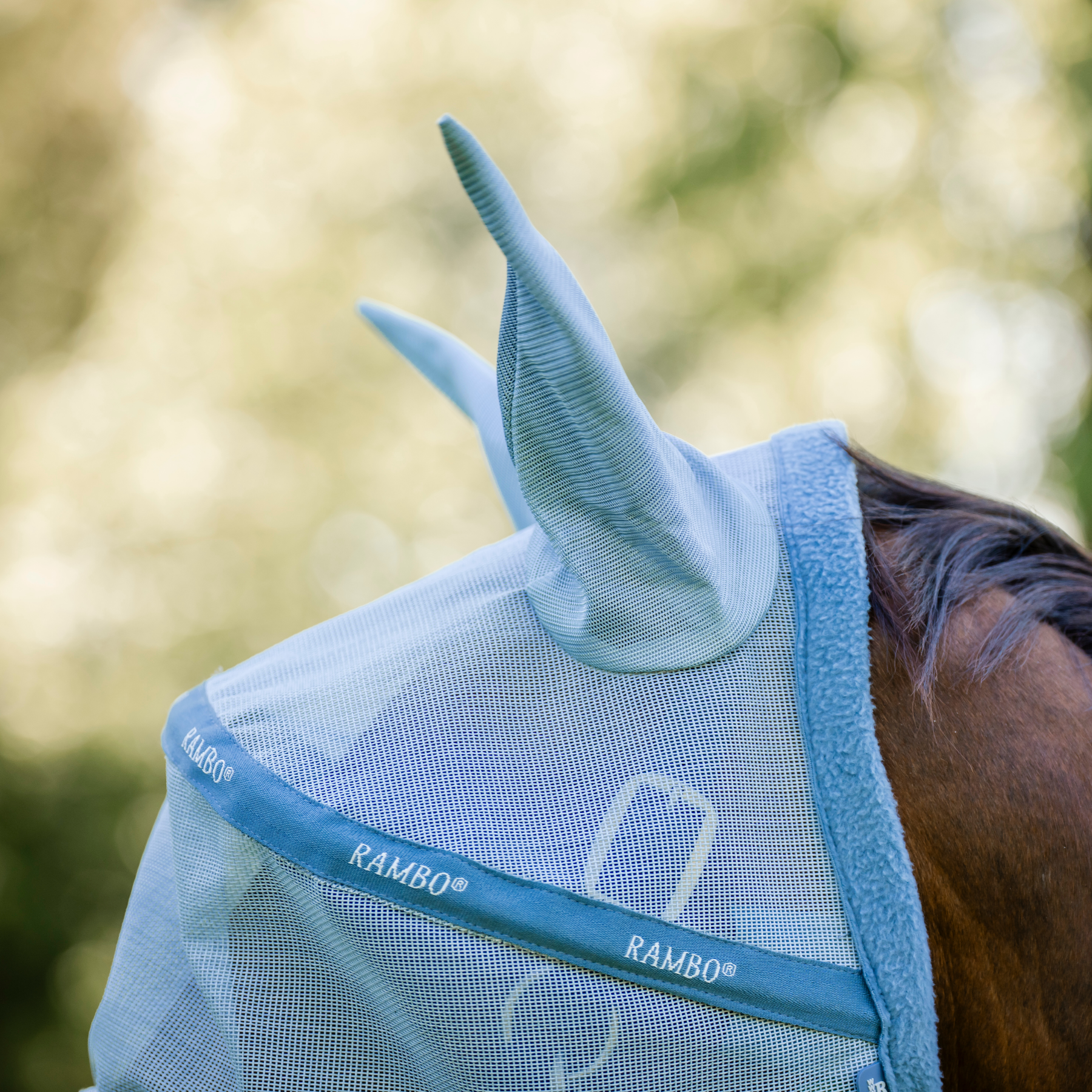 Rambo Fly Mask, Heather Blue/Blue &amp; Silver