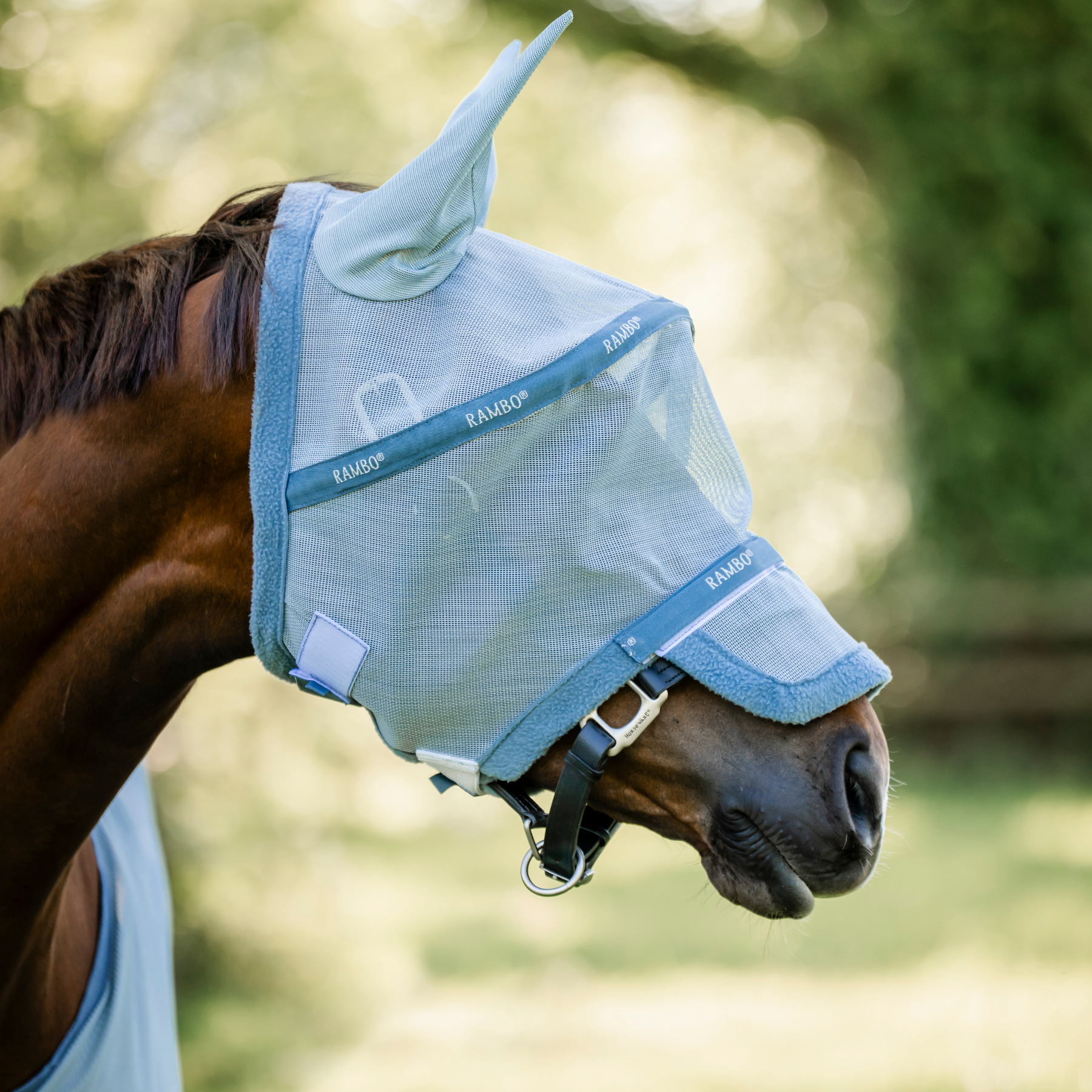 Rambo Fly Mask, Heather Blue/Blue &amp; Silver