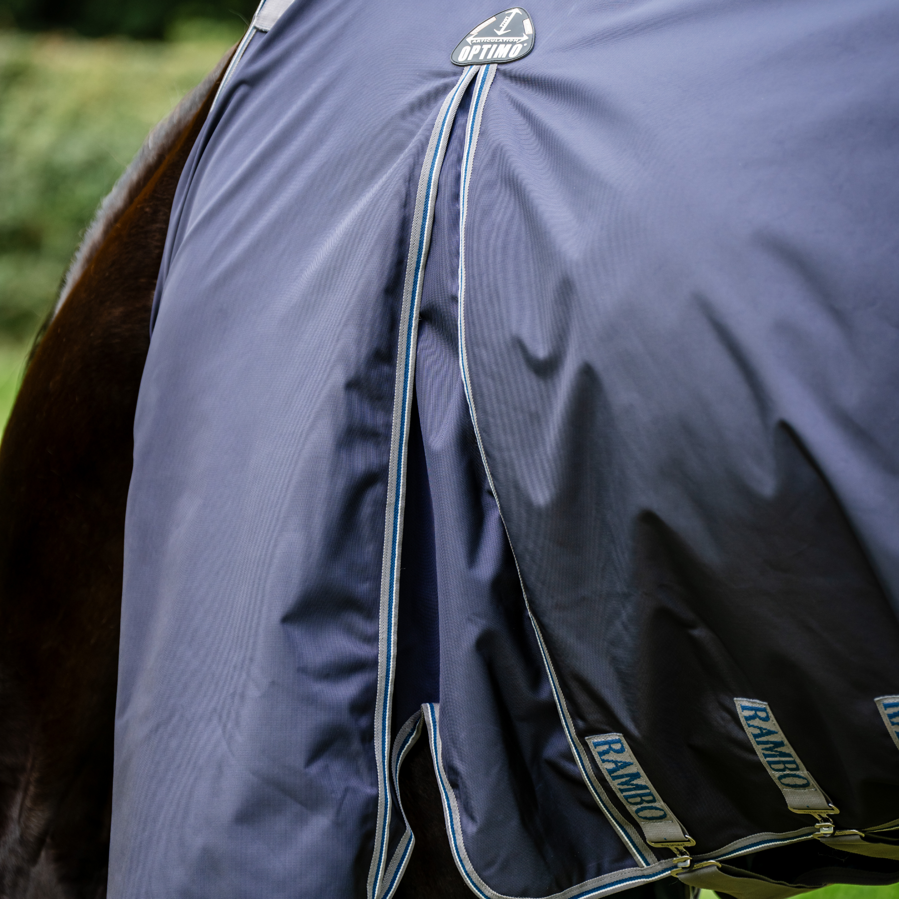 Rambo Optimo Turnout Plus Bundle (0g Outer with 200g Liner) - Navy/Thunderstorm, Gray &amp; Silver