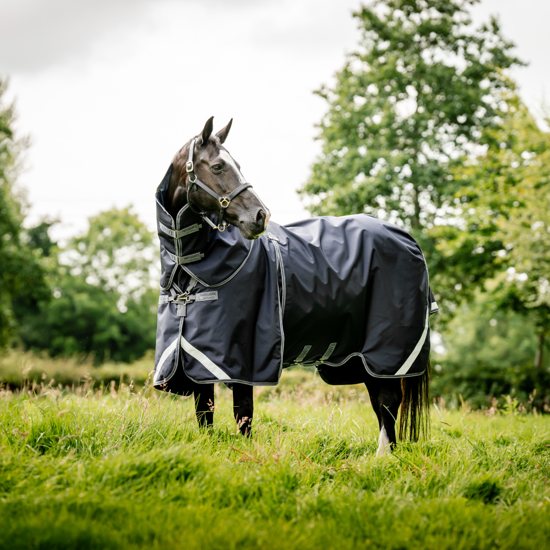 Rambo Optimo Turnout Plus Bundle (0g Outer with 200g Liner) - Navy/Thunderstorm, Gray &amp; Silver