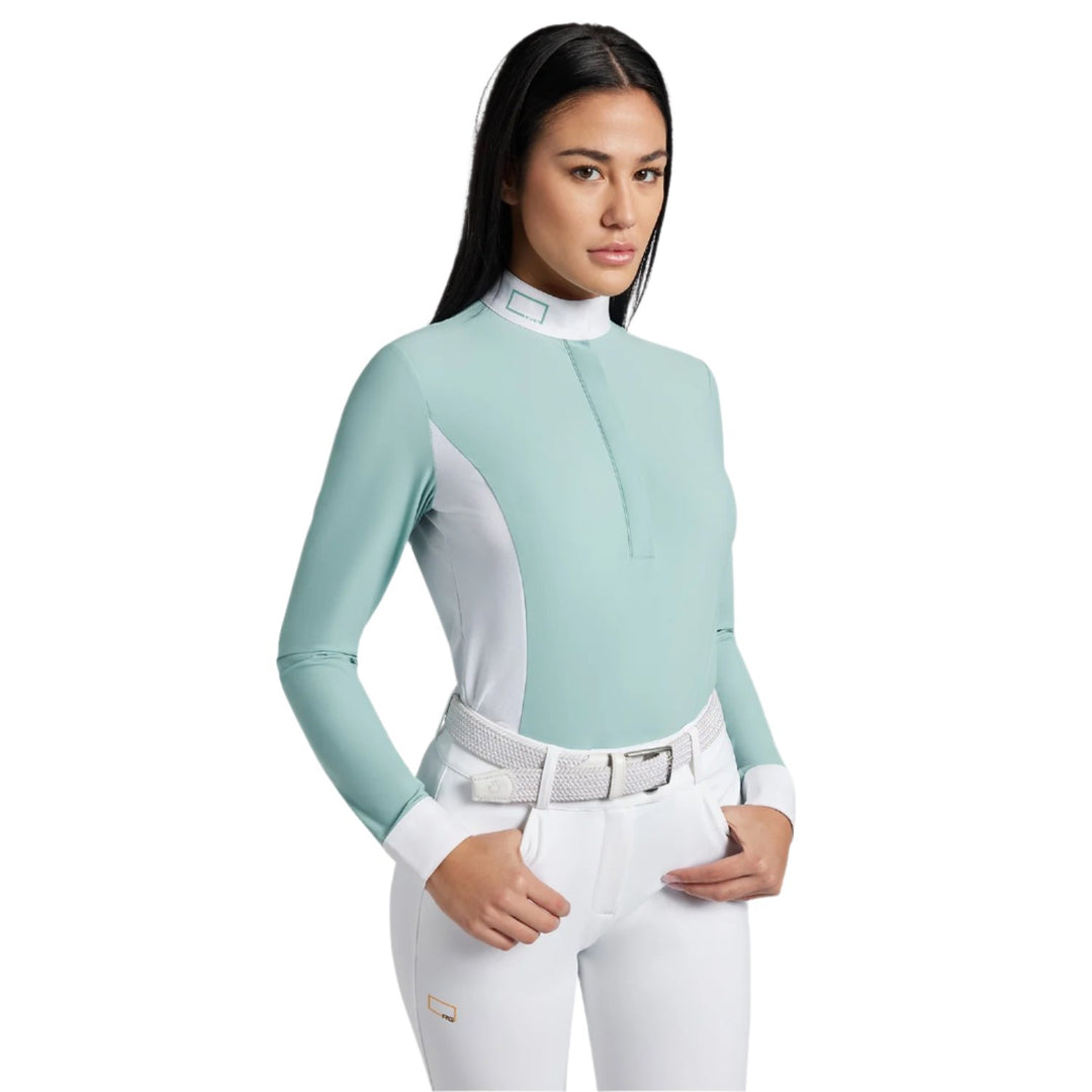 RG Jersey Piquet Long Sleeve Competition Zip Polo, Light Blue