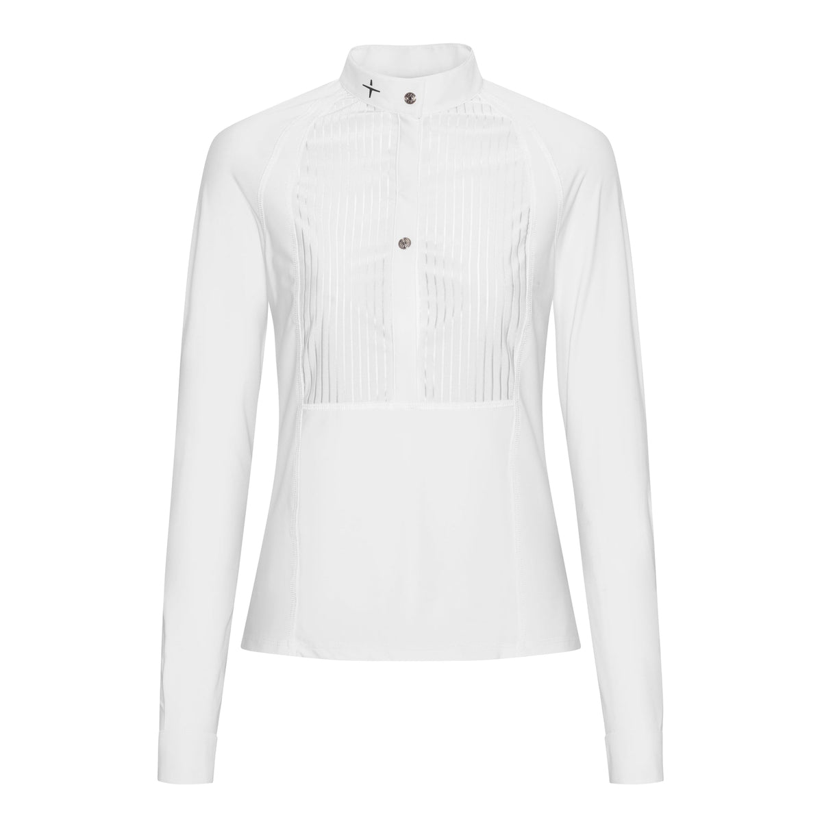 Trolle Ladies Long Sleeve Competition Shirt w/ Pleated Bib, White