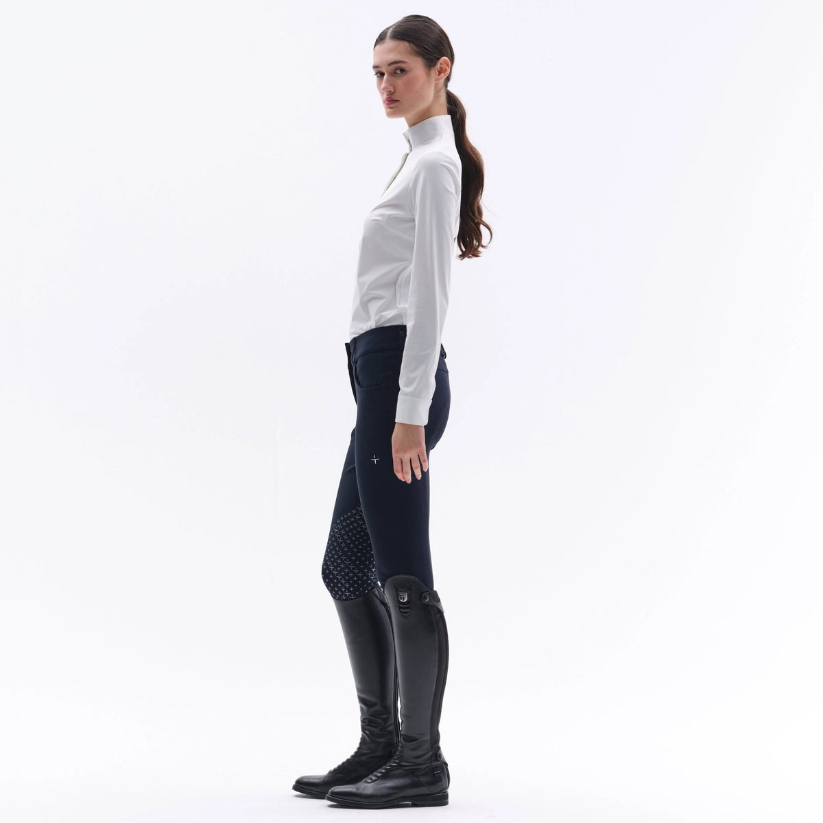 Trolle Ladies Hunter Half Placket Long Sleeve Competition Shirt, White on White