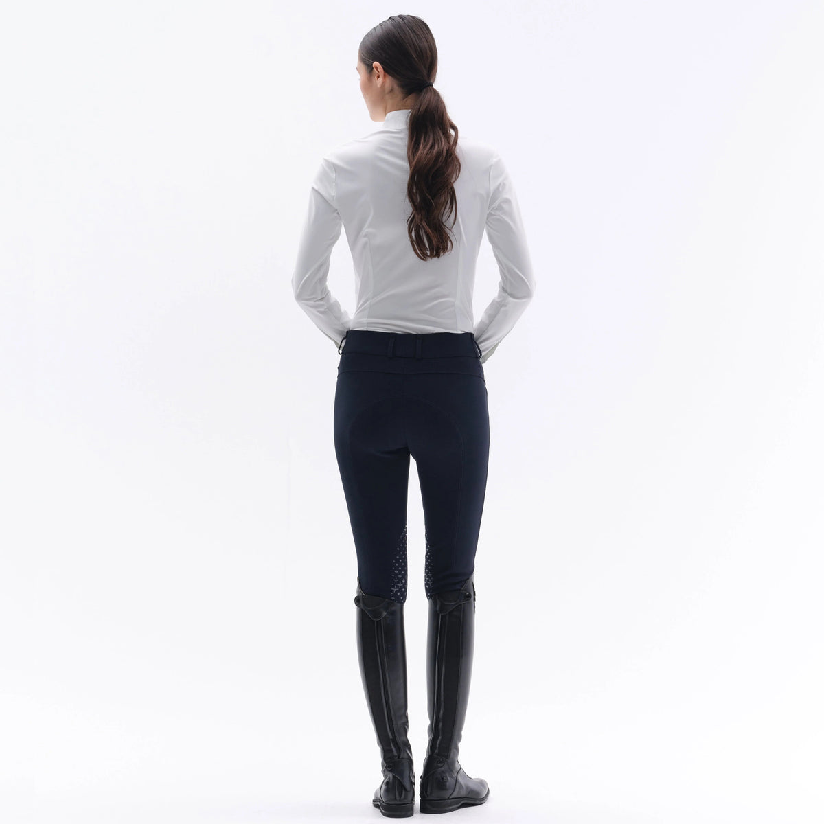 Trolle Ladies Hunter Half Placket Long Sleeve Competition Shirt, White on White