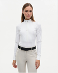 Trolle Ladies Long Sleeve Competition Shirt w/ Pleated Bib, White