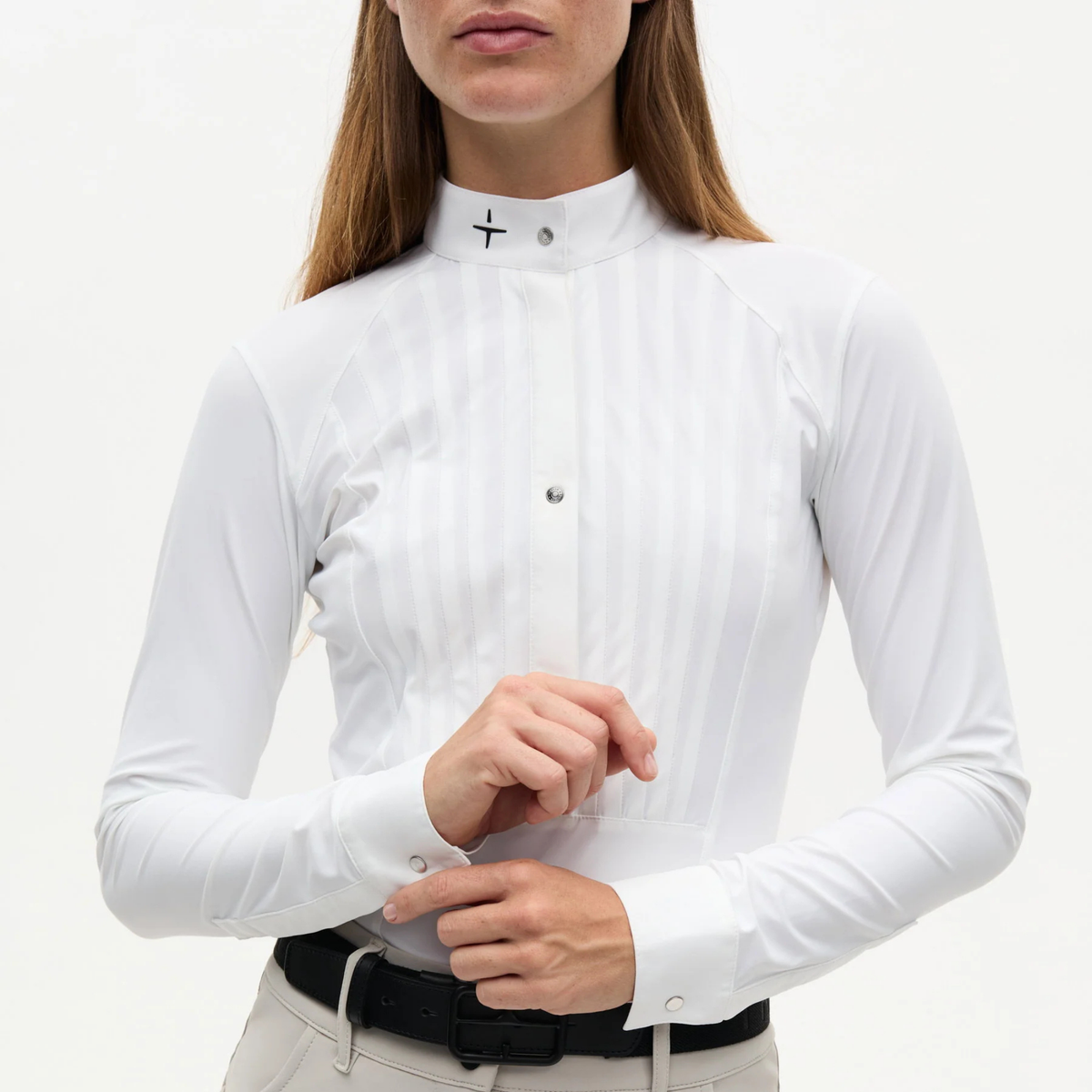 Trolle Ladies Long Sleeve Competition Shirt w/ Pleated Bib, White