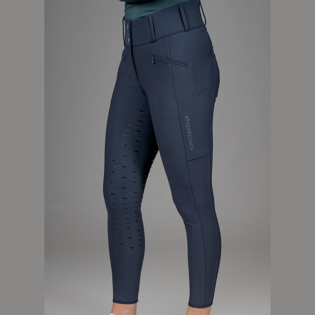 Schockemohle SpGrace Ladies Full Grip Winter Breeches, Dark Navy