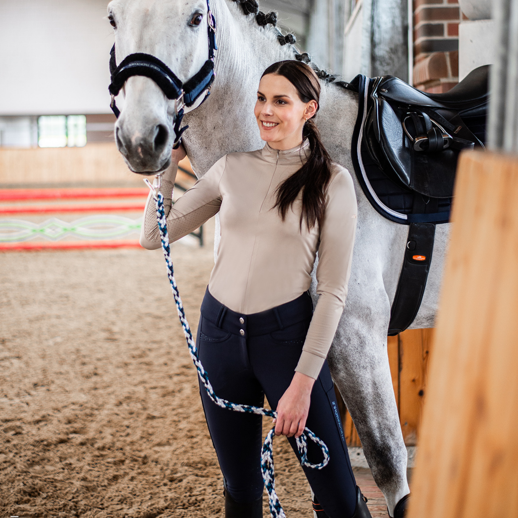 Schockemohle Noelle Ladies Full Grip Breeches, Dark Blue