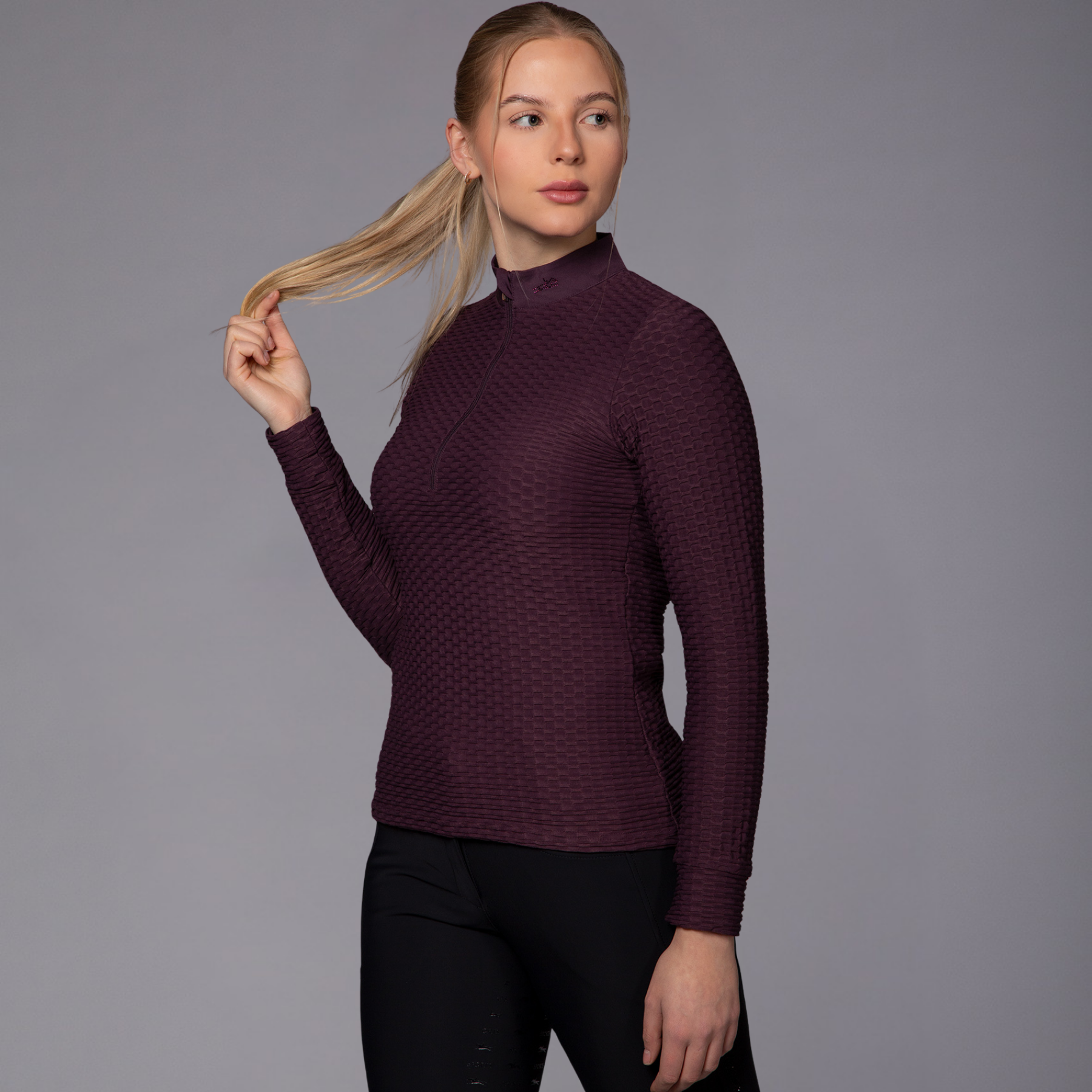 Schockemohle SPHedy Ladies Long Sleeve 1/2 Zip Training Shirt, Deep Mauve