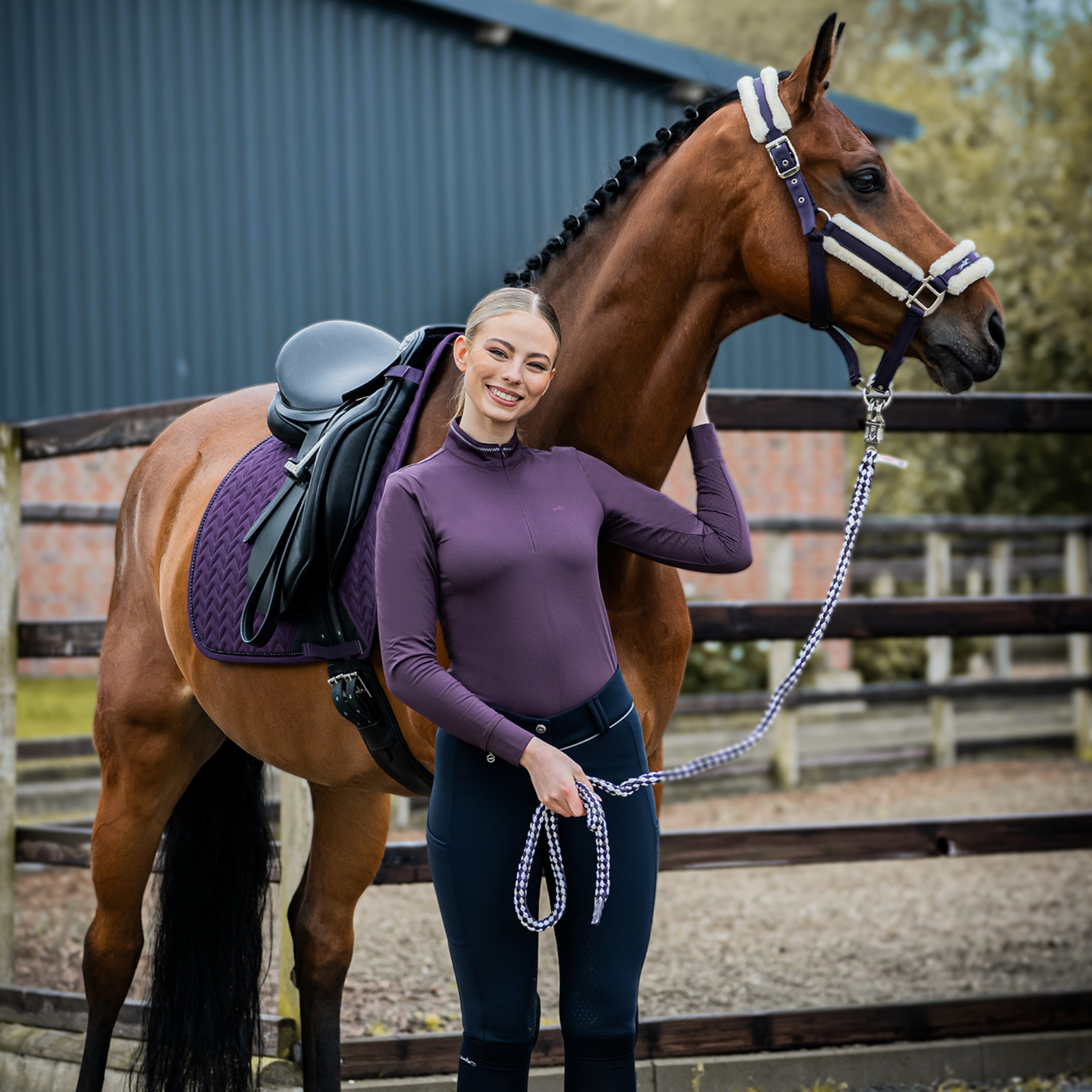 Schockemohle SPPeppa Ladies Long Sleeve 1/2 Zip Training Shirt, Deep Mauve