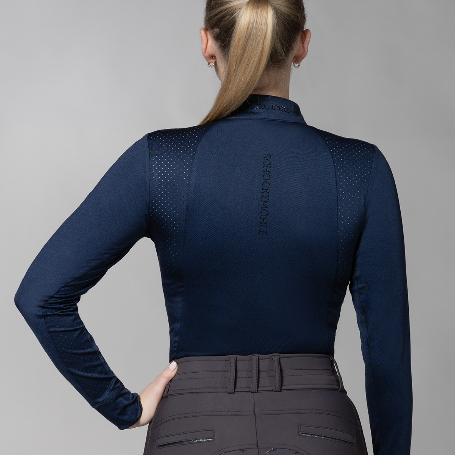 Schockemohle SPPeppa Ladies Long Sleeve 1/2 Zip Training Shirt, Navy