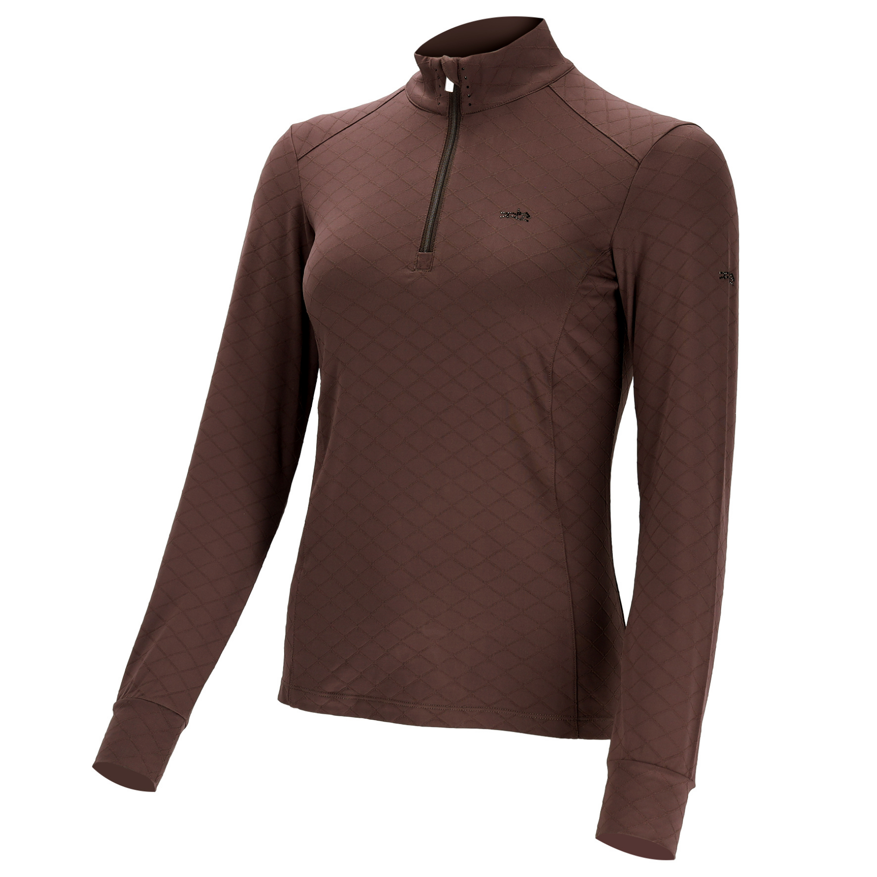 Schockemohle SpDaria Ladies Long Sleeve 1/4 Zip Training Shirt, Mocca