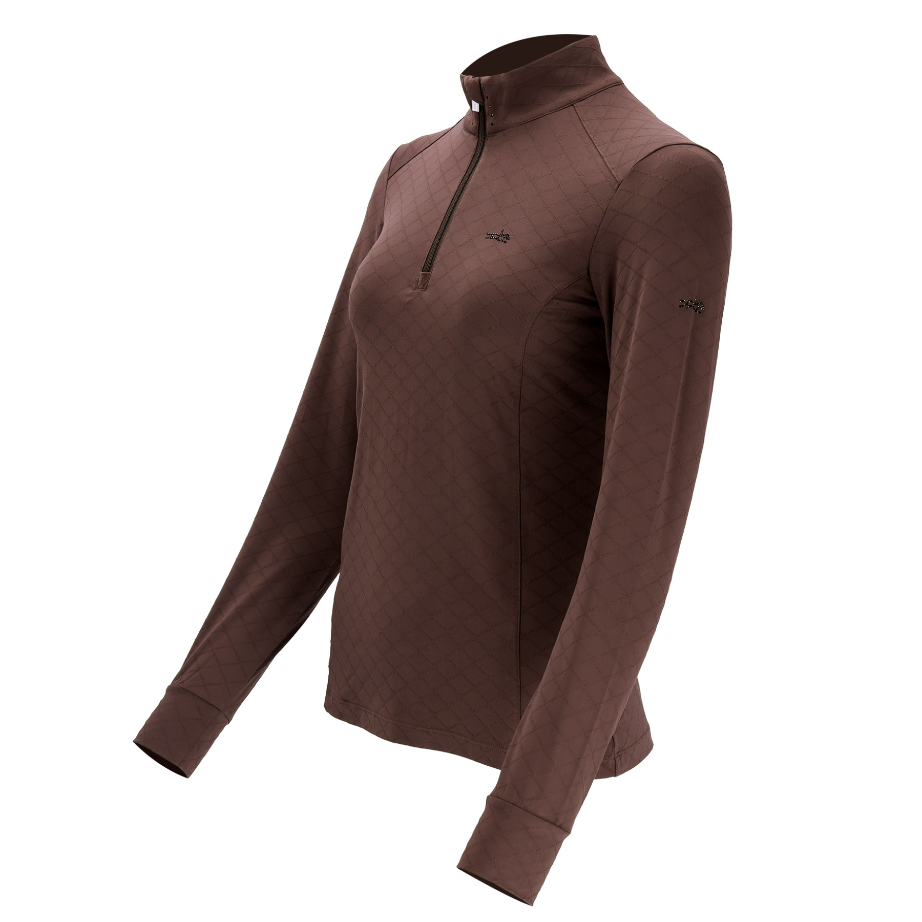 Schockemohle SpDaria Ladies Long Sleeve 1/4 Zip Training Shirt, Mocca