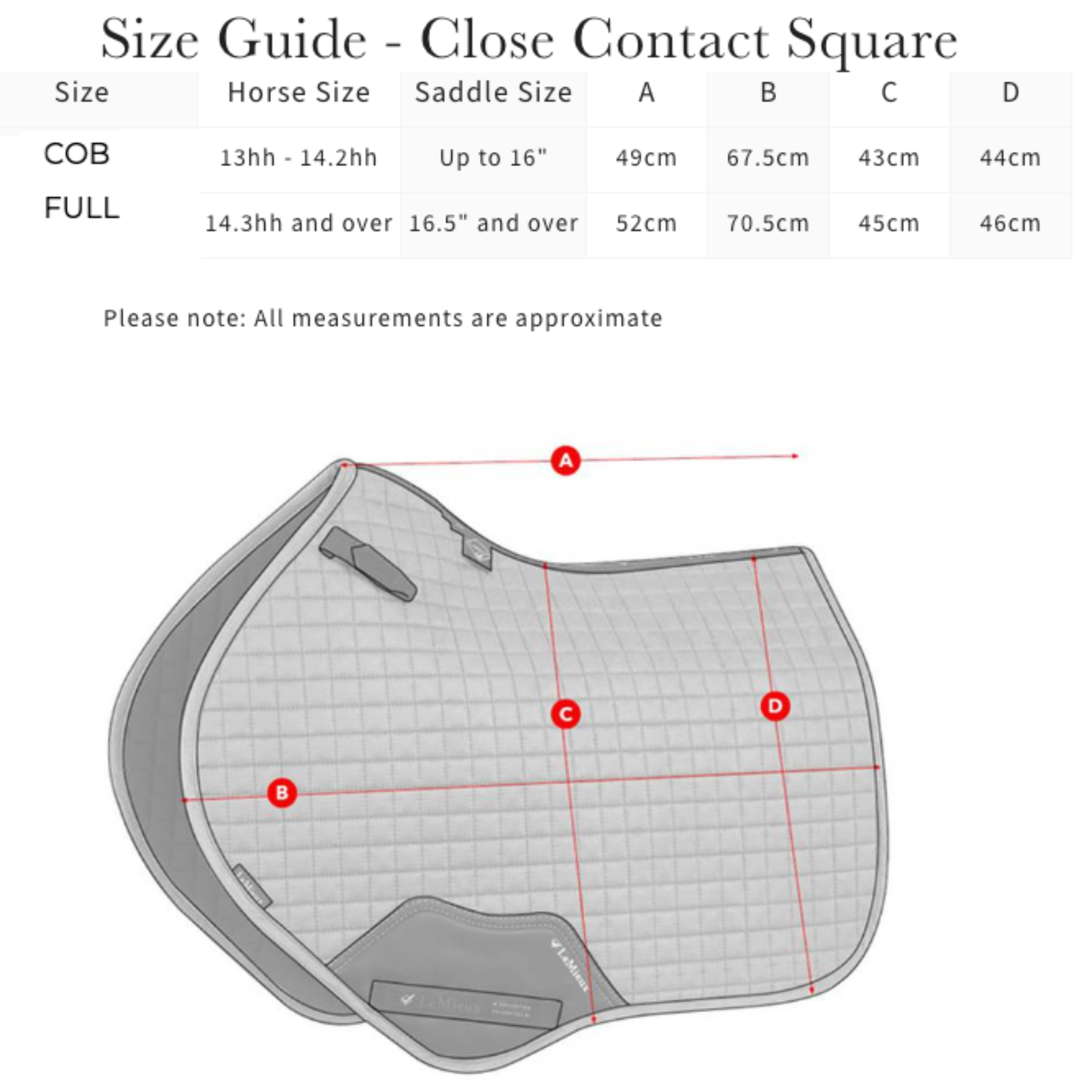 LeMieux Cotton Close Contact Saddle Pad, White