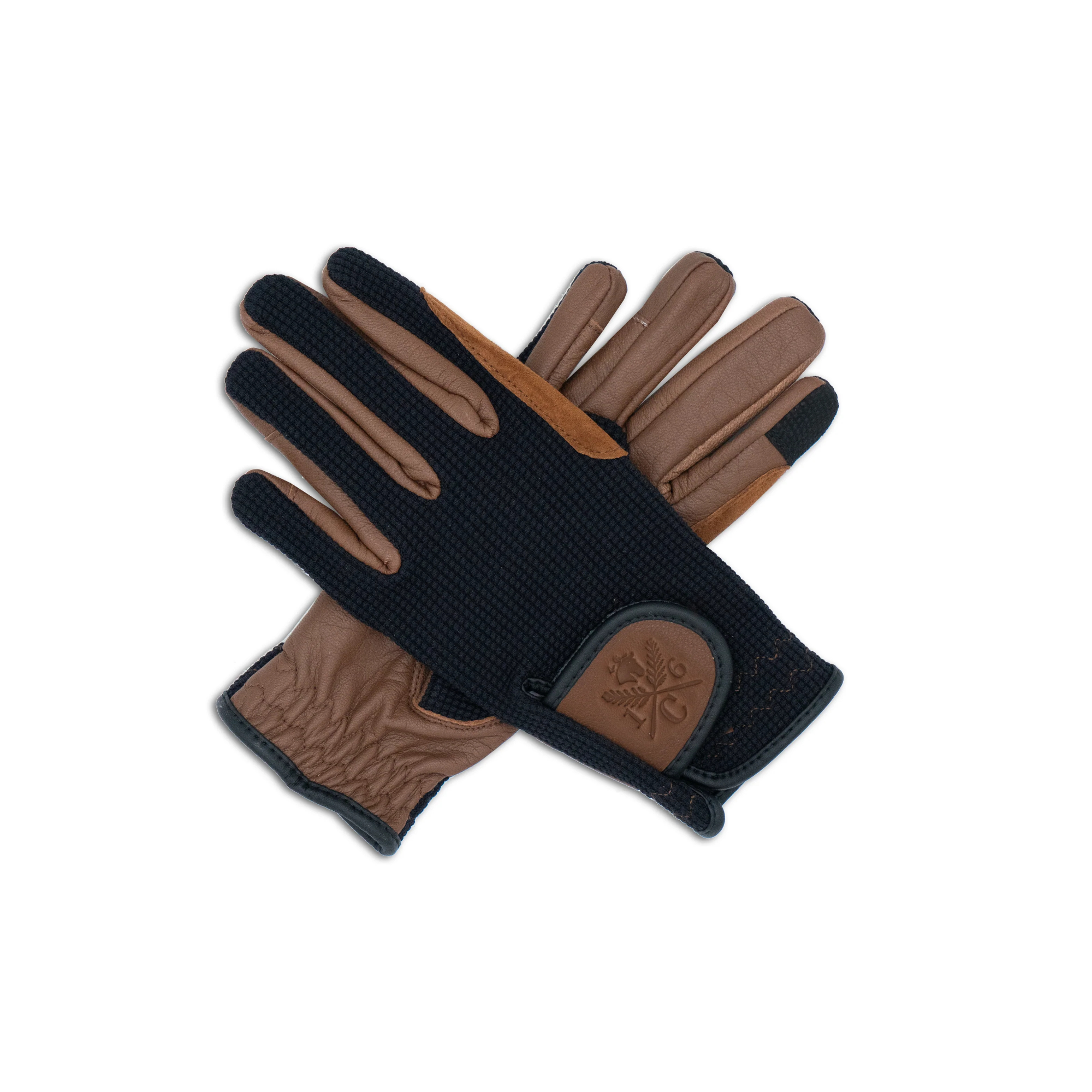 Sixteen Cypress Riding Gloves, Black &amp; Cognac