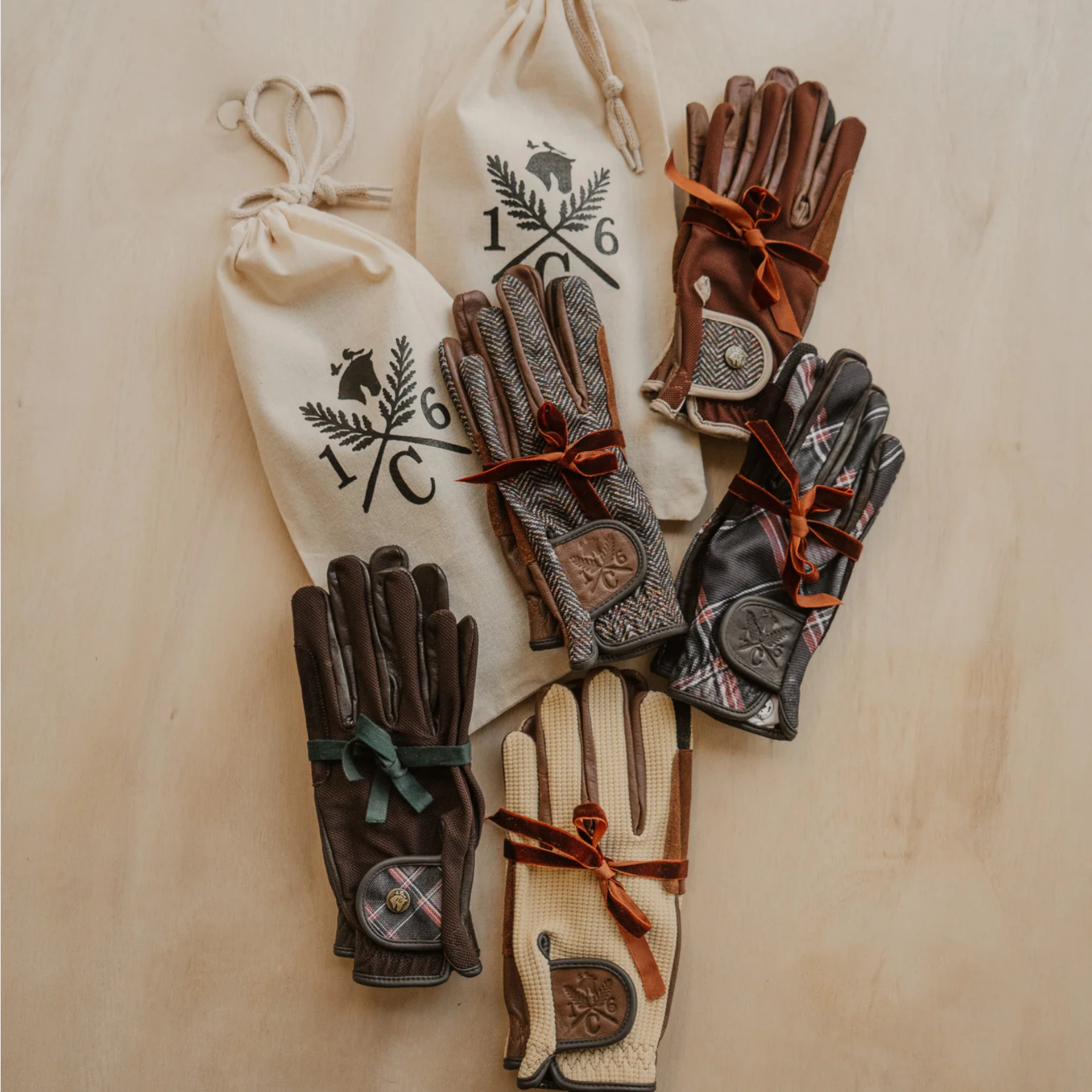 Sixteen Cypress Riding Gloves, Tobacco Field Plaid