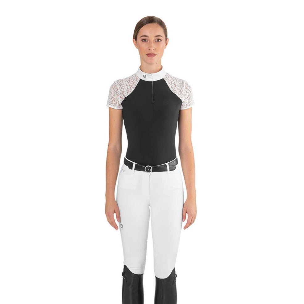 EGO7 Florentine MC Lace Short Sleeve Competition Shirt, Black/White