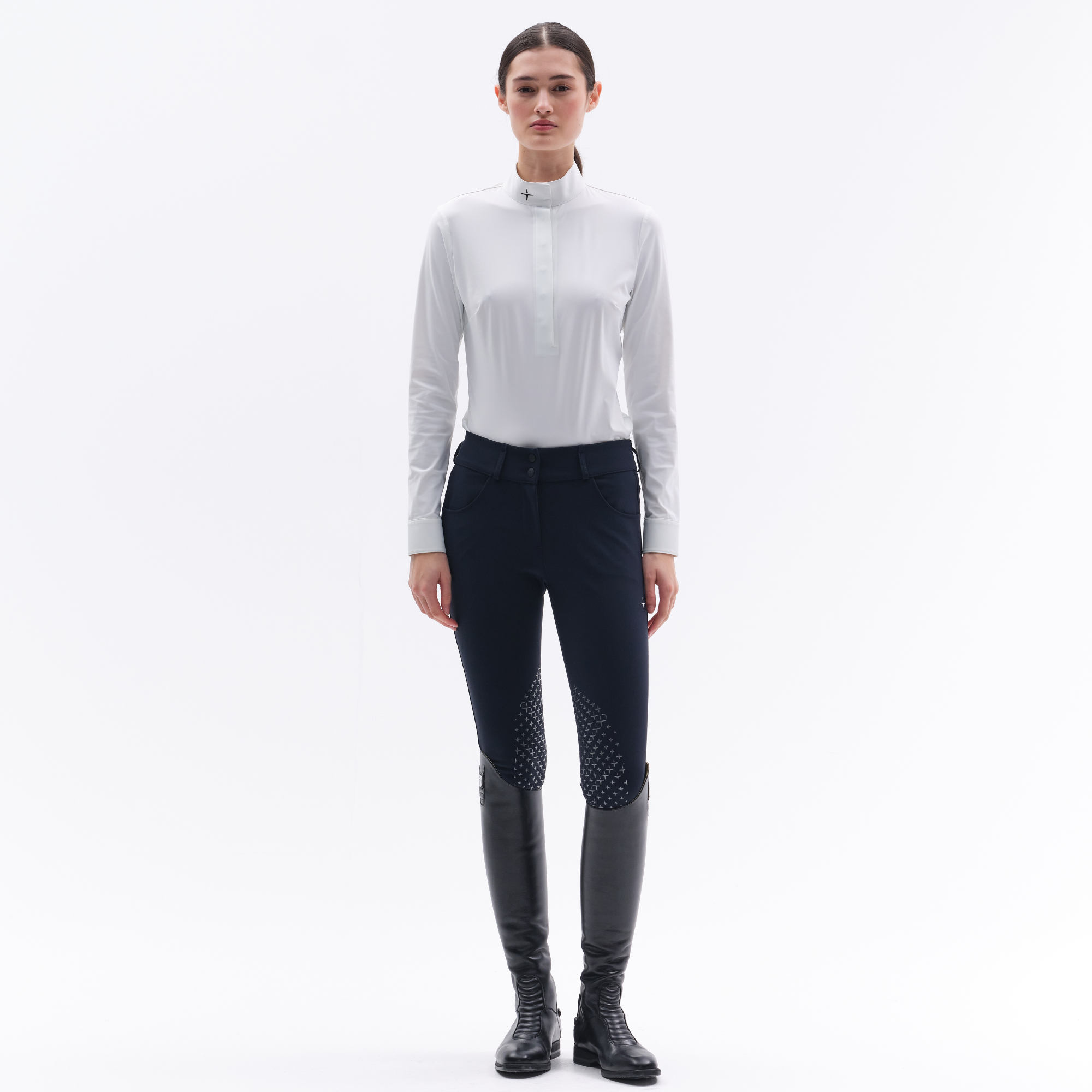 Trolle Ladies Half Placket Long Sleeve Competition Shirt, White