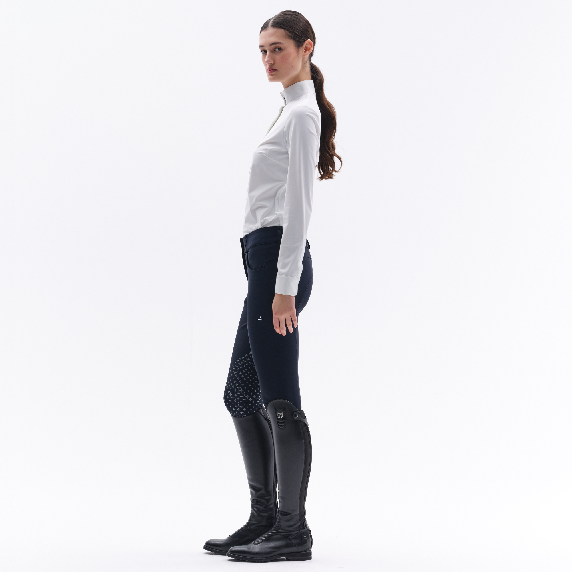 Trolle Ladies Half Placket Long Sleeve Competition Shirt, White