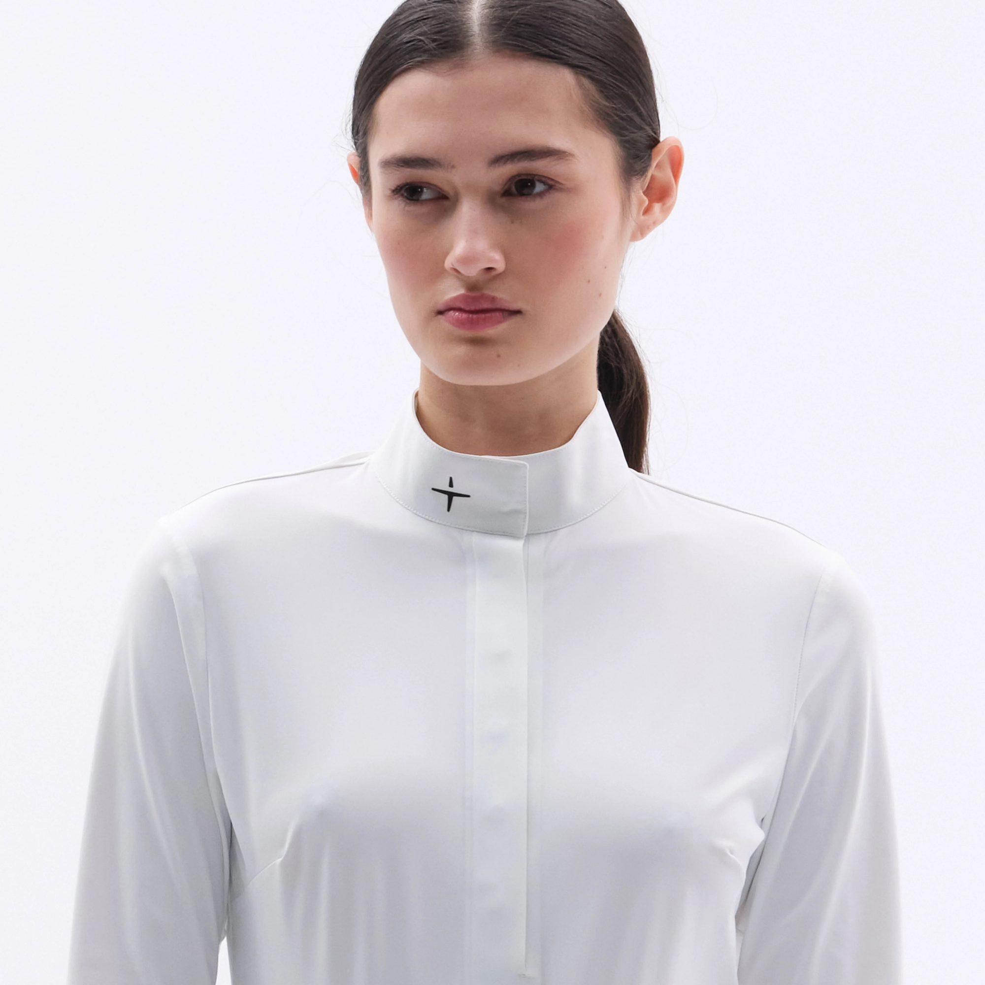 Trolle Ladies Half Placket Long Sleeve Competition Shirt, White