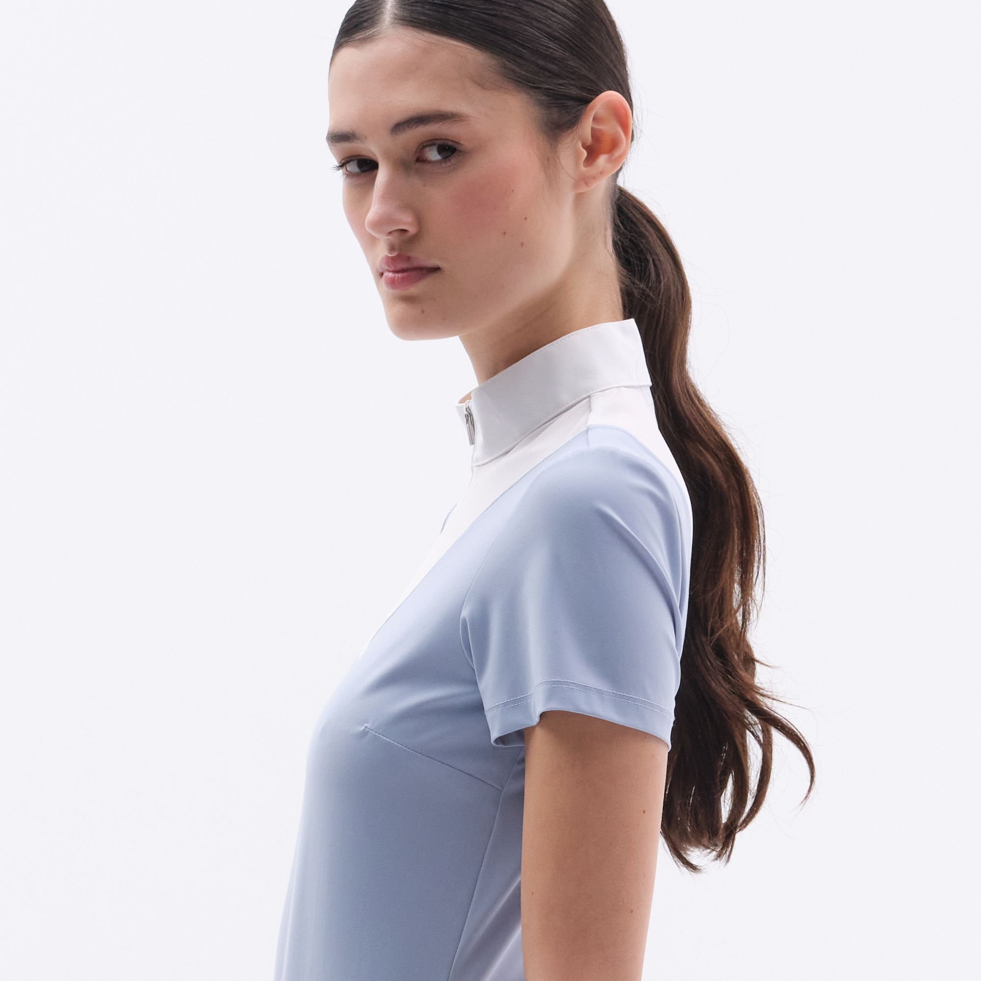 Trolle Ladies Short Sleeve Competition Mesh Polo, White/Astro Blue