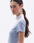Trolle Ladies Short Sleeve Competition Mesh Polo, White/Astro Blue