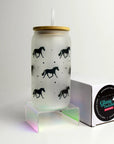 Hunt Seat Paper Co. Trotting Horse Glass Tumbler with Straw