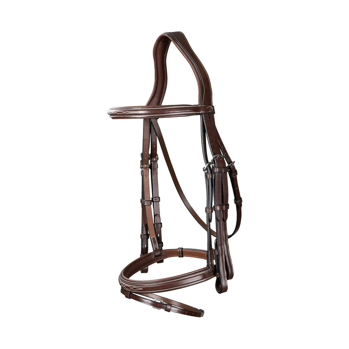 Dy'on Flash Noseband Double Bridle, Brown, US Collection