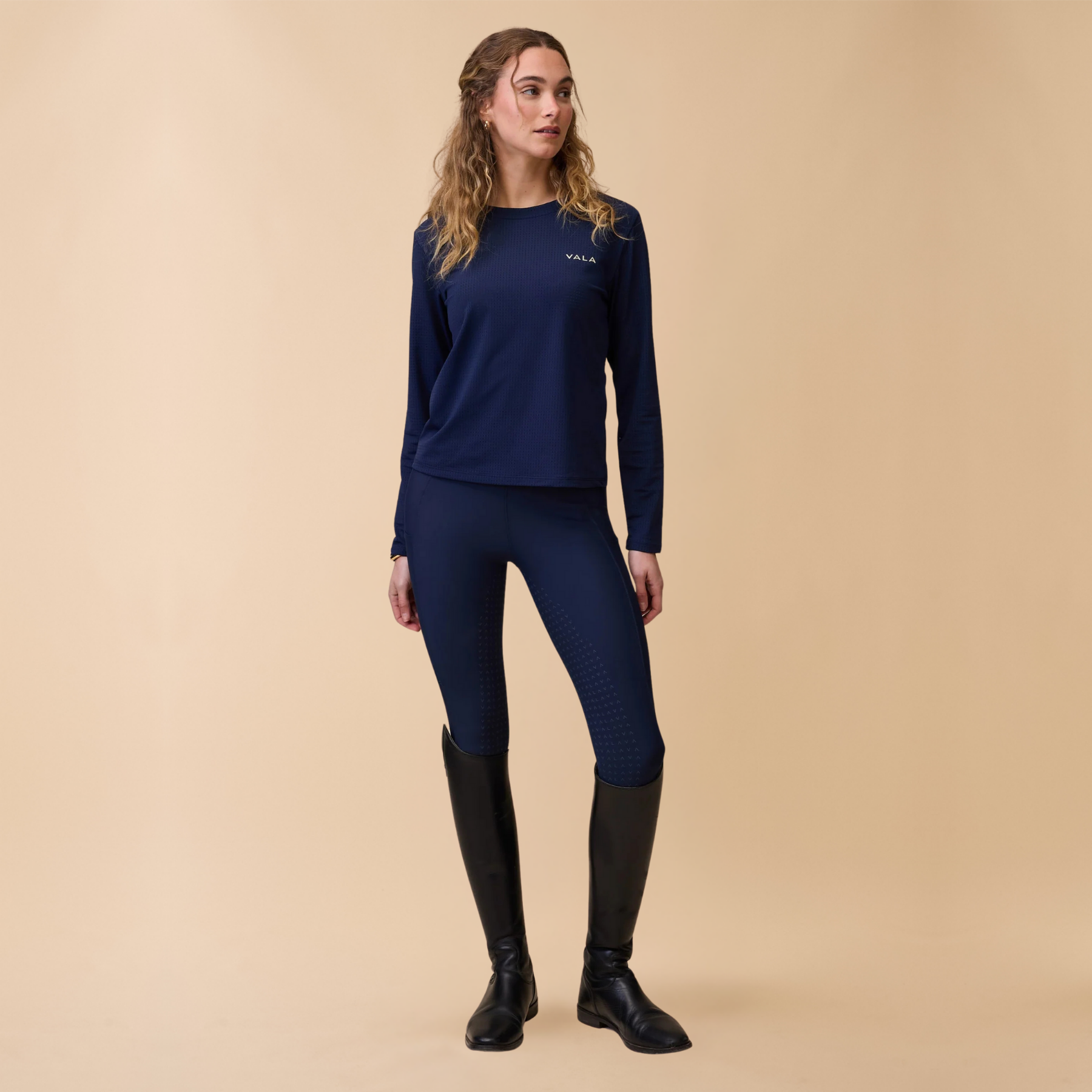 VALA Ladies Active Everyday Full Grip Riding Leggings, Navy