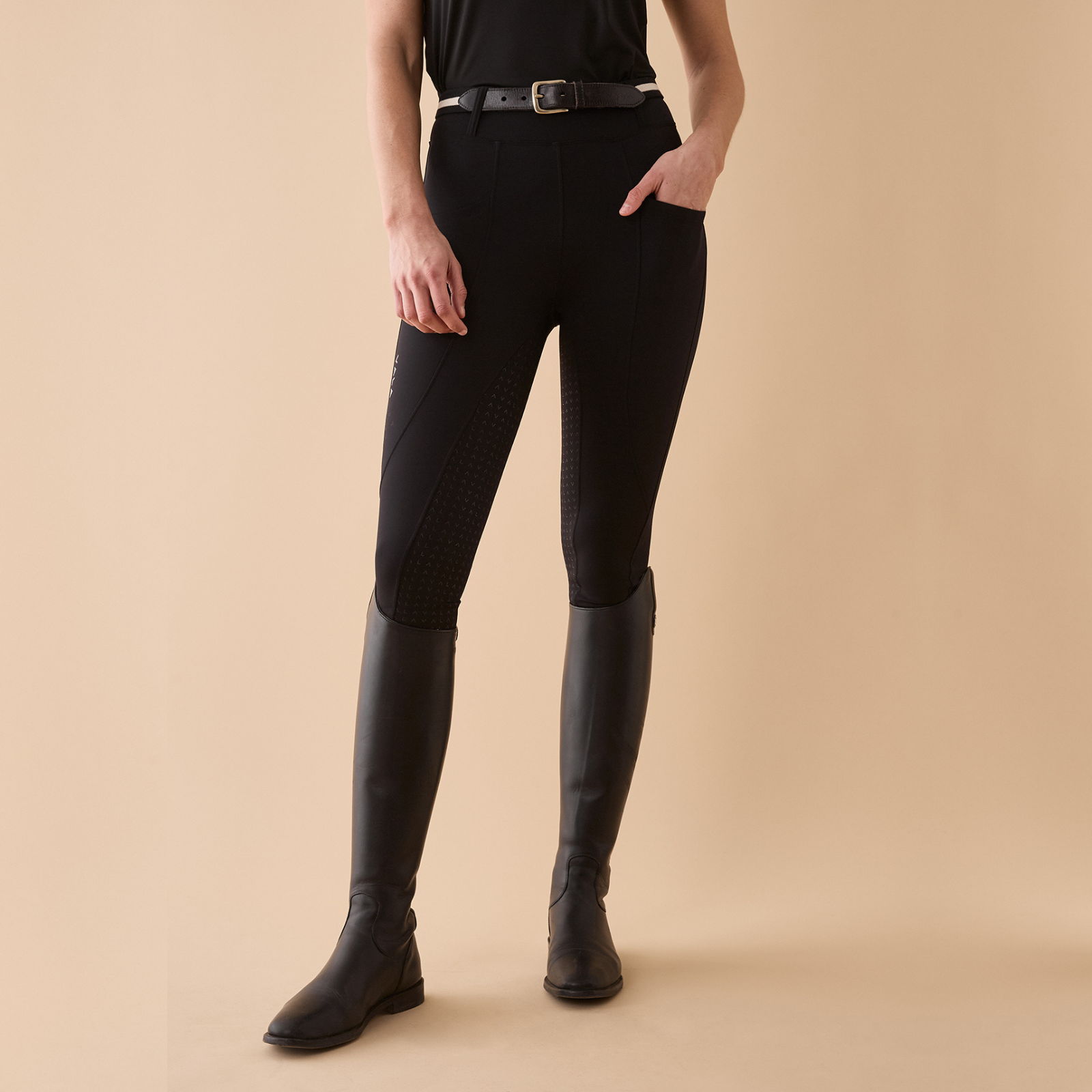 VALA Ladies Sculpt &amp; Smooth Full Grip Riding Breeches, Black