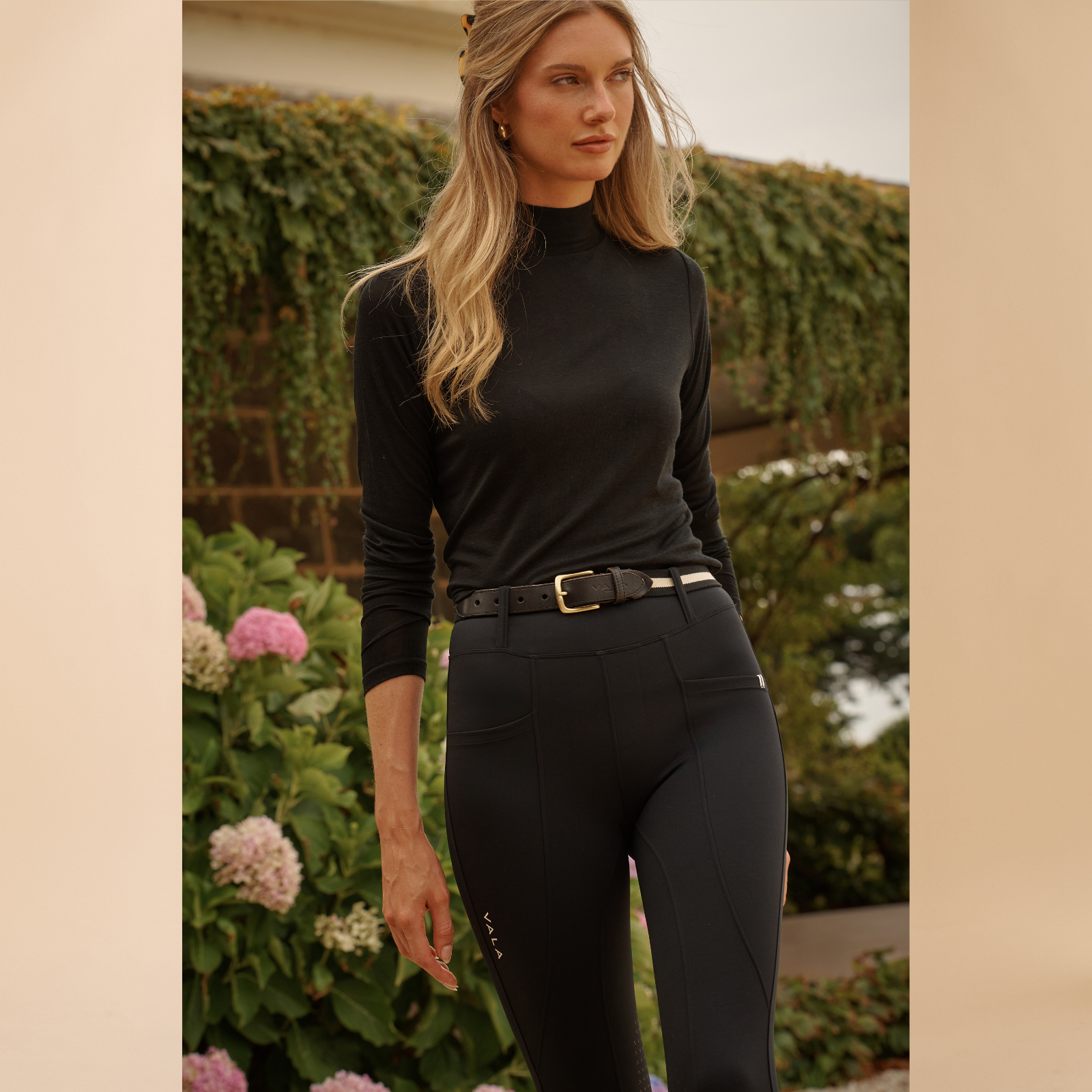 VALA Ladies Sculpt &amp; Smooth Full Grip Riding Breeches, Black