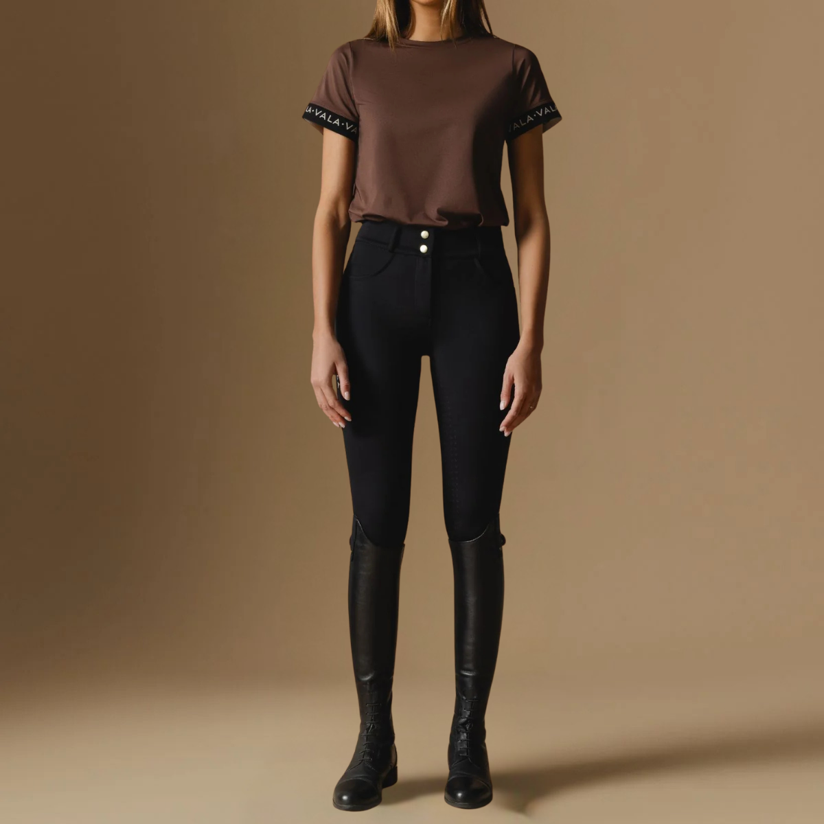 VALA Ladies Ultimate Button Up Full Grip Breeches, Black