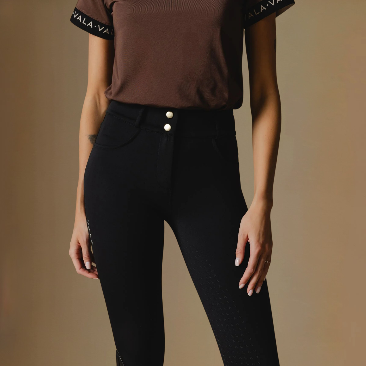 VALA Ladies Ultimate Button Up Full Grip Breeches, Black