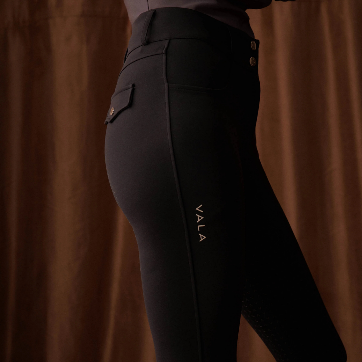 VALA Ladies Ultimate Button Up Full Grip Breeches, Black