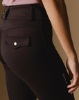 VALA Ladies Ultimate Button Up Full Grip Breeches, Chocolate