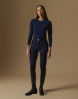 VALA Ladies Ultimate Button Up Full Grip Breeches, Navy
