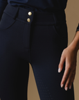 VALA Ladies Ultimate Button Up Full Grip Breeches, Navy