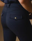 VALA Ladies Ultimate Button Up Full Grip Breeches, Navy